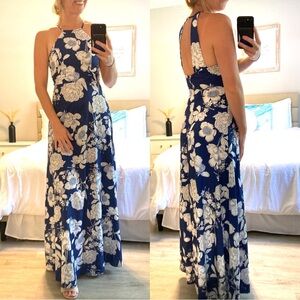 SALE❤️ Floral High Neck Formal Dress Wedding Guest Dress Open Back Dress Garden